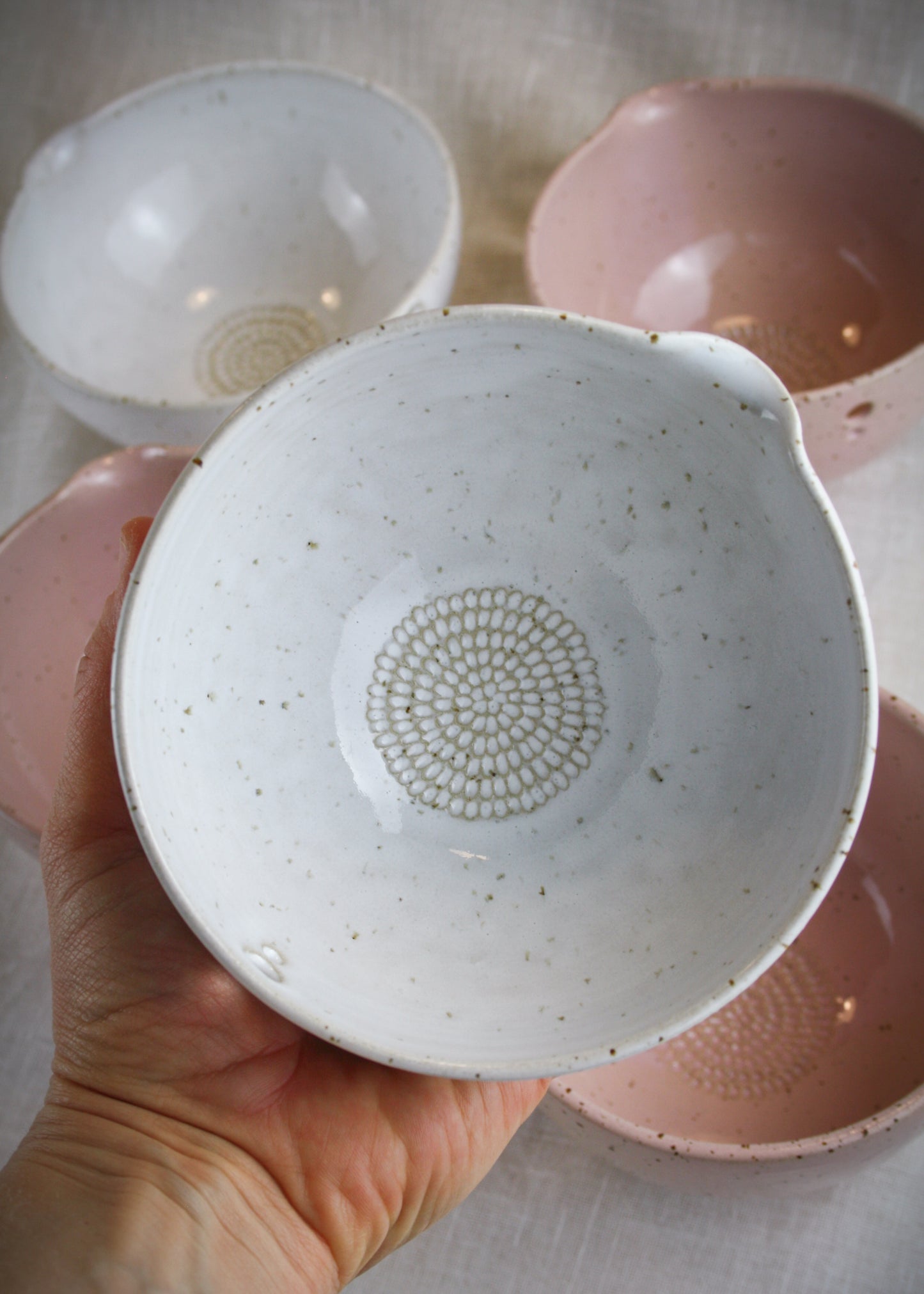 Garlic grater/herb stripper bowl